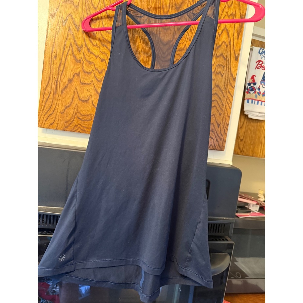 Athleta Womens Navy Blue Mesh Back Racerback Activewear Tank Top Size Small